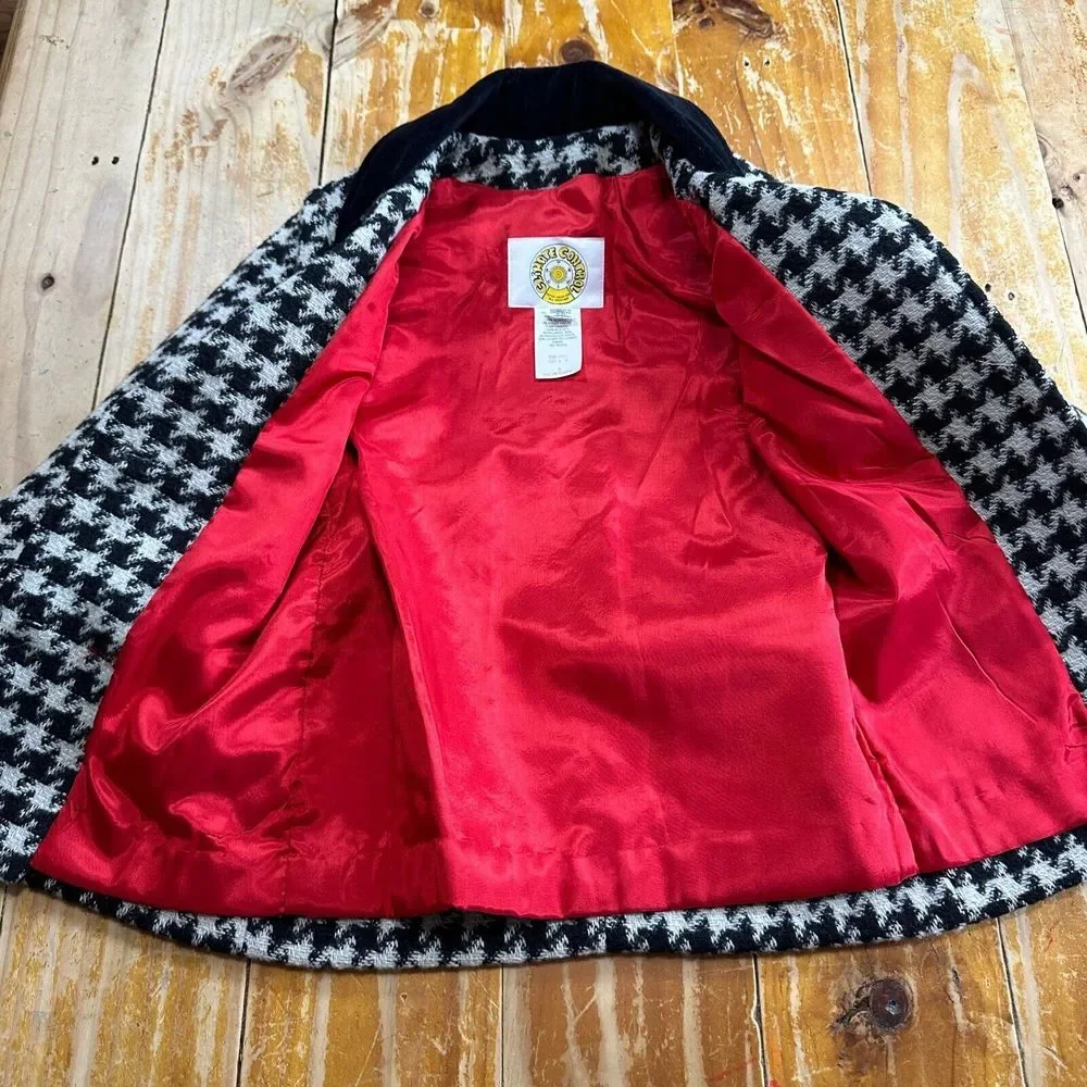 NOS Vintage Climate Control Jacket Girls Sz 4 Black White Houndstooth Wool Blend
